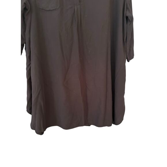 Ekouaer Black Blouse Top Collared XXL Long Line Side Split Lightweight Rayon - Picture 8 of 10